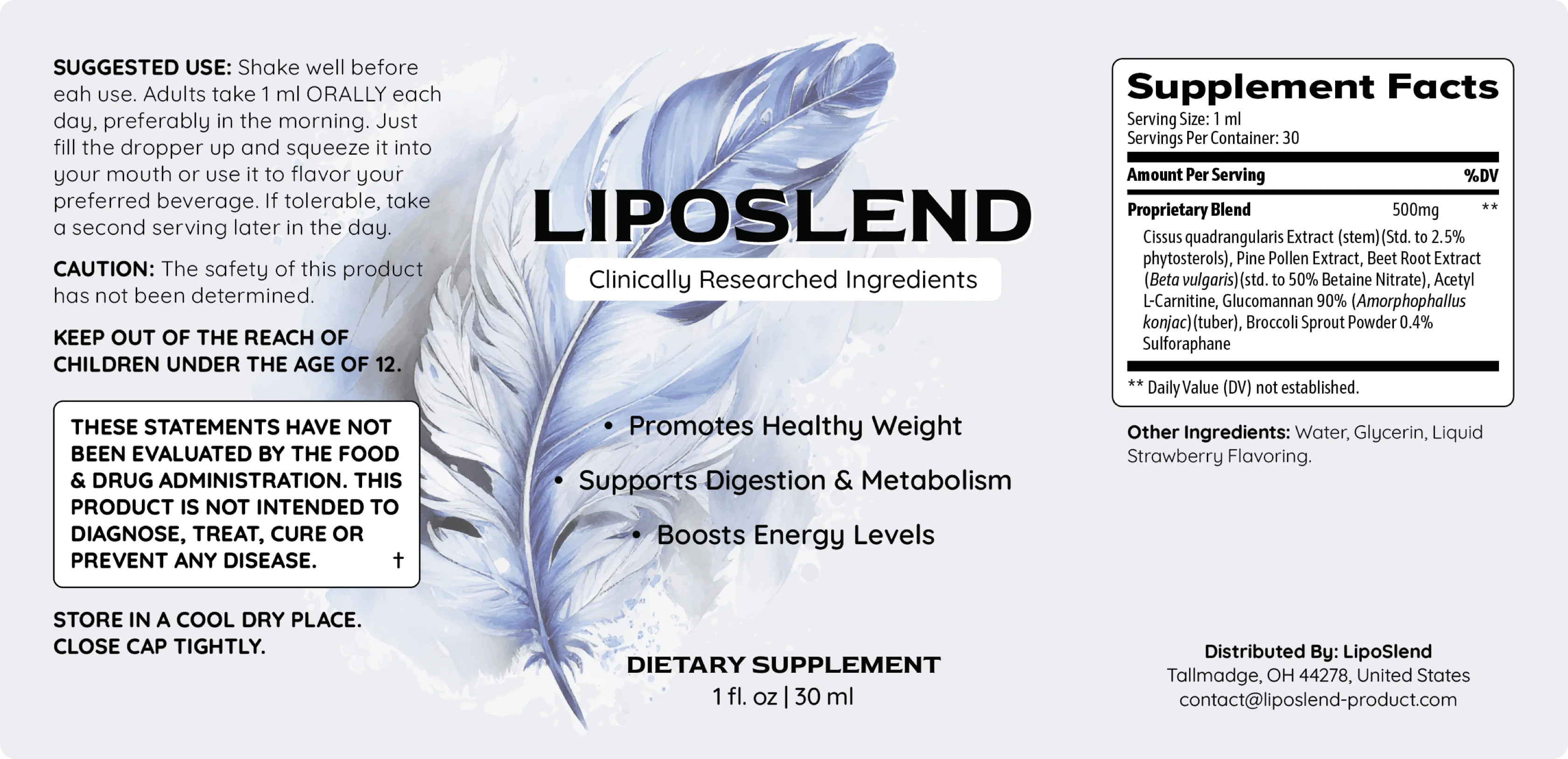 LipoSlend Product Label